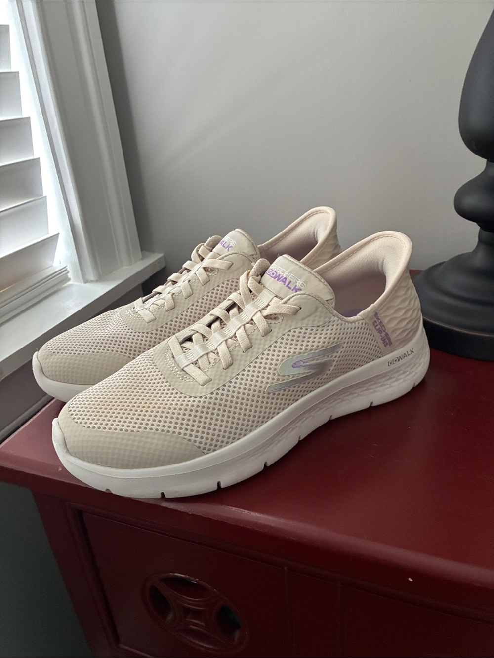 Skechers Women's Beige Slip-Ins “Go Walk” Walking Sneakers
